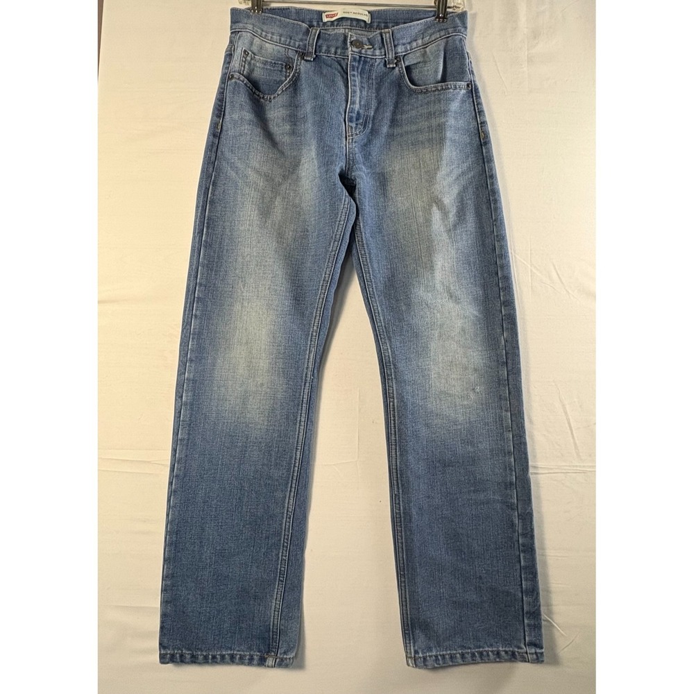 Levis Youth 505 regular blue faded light straight leg denim jeans 18 reg 29/29